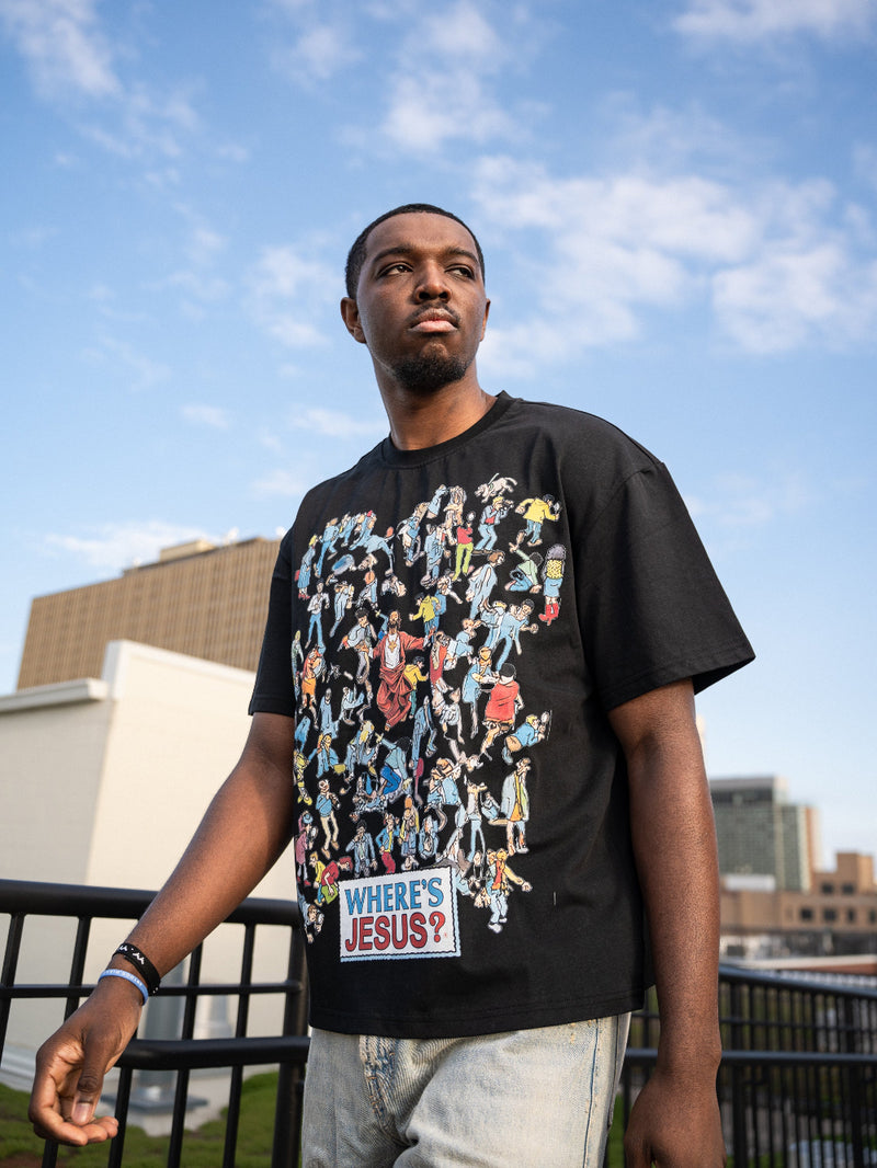 WHERE'S JESUS TEE (BLACK)