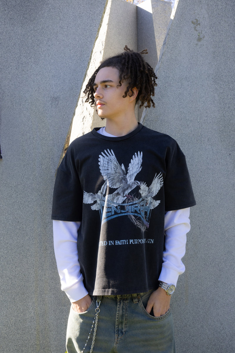 "DIRECTION"  DOUBLE LAYER TEE